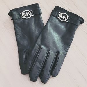 Michael Kors Black Leather Gloves Medium